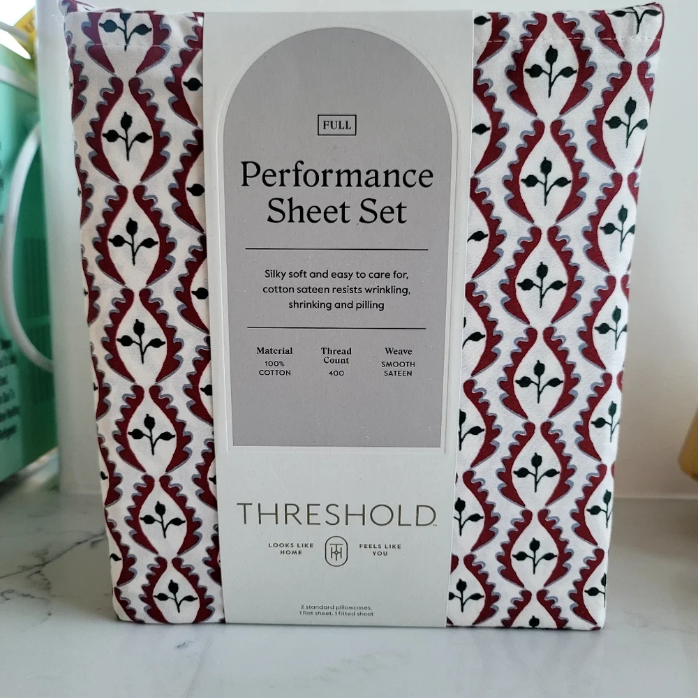 New Threshold Full Woodlock Leaf Performance Sheet Set 400 Thread Count.